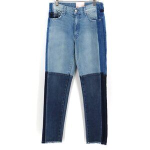 Revice Jeans Imagine Patchwork Two Tone Denim Raw Hem Ankle Stretch Size 28